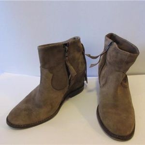 ZARA TRAFALUC BROWN SUEDE  BOOTS W/FRINGE  38/8